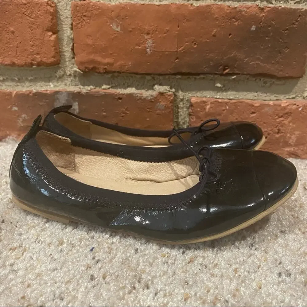 Black Patent Leather Ballet Flats sz 11.5 Girls